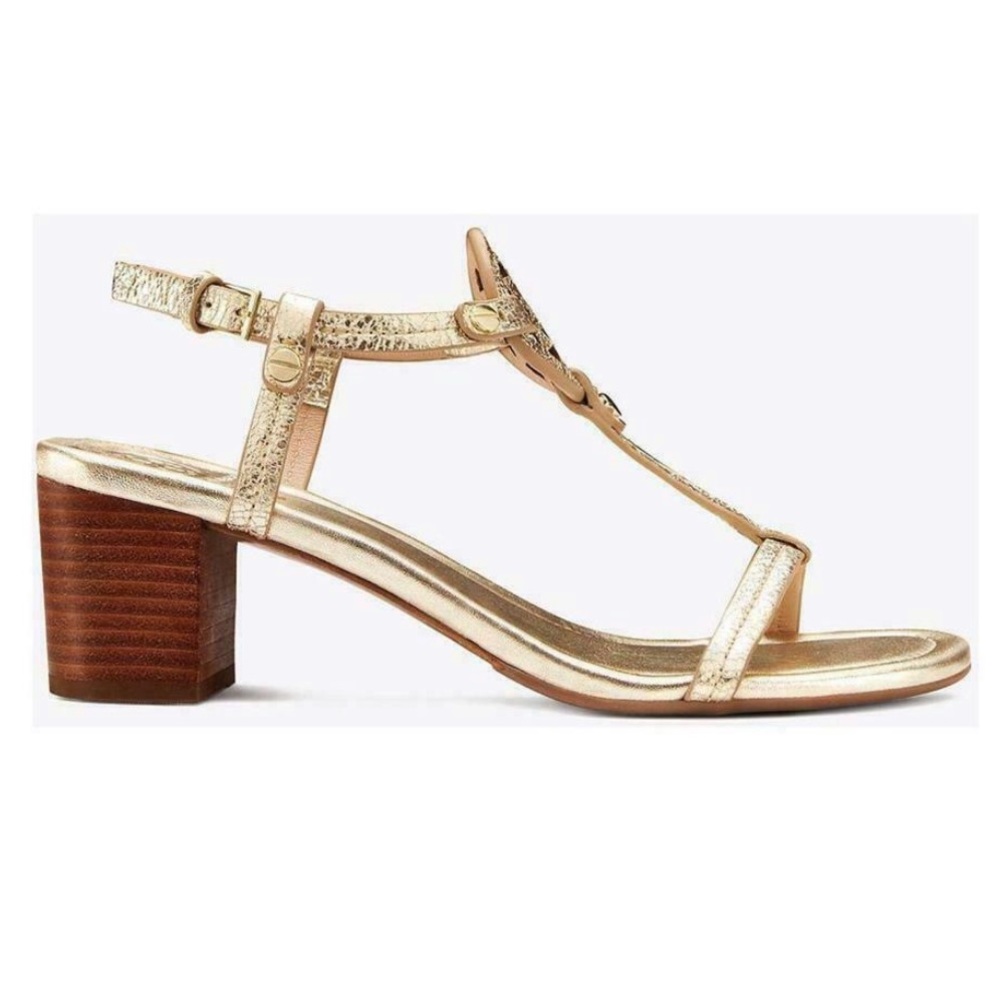 Tory Burch Miller Mid-Heel Metallic Gold Size 7